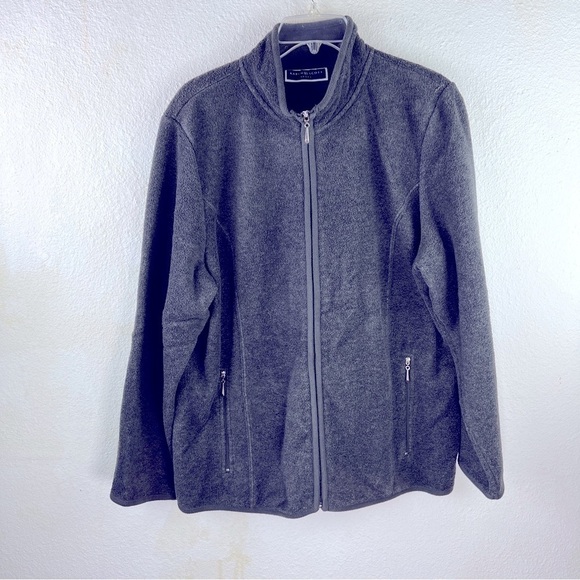 KAREN SCOTT Dark Gray Fleece zip-up Jacket. Size XL. Two Zip Pockets. - Picture 1 of 7